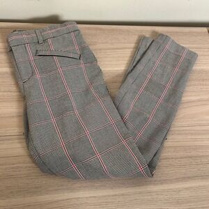 Gap Signature Skinny Ankle Plaid Trousers Grey Red Check Size 2